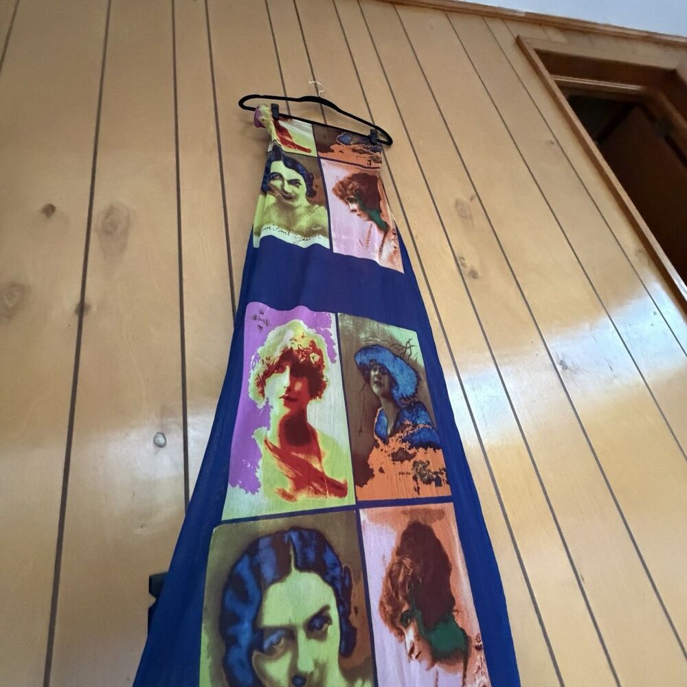 Jean Paul Gaultier Soleil 2002 Vintage Portraits Faces Mesh Dress Kardashian